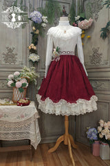 Wine Elegant Vintage Tulip Multi-Layer Ruffled Classic Lolita Skirt Dress - Product - 6