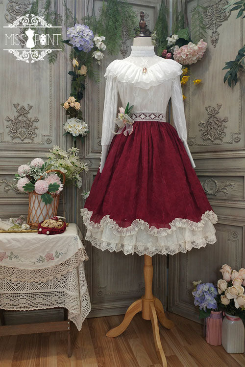 Wine Elegant Vintage Tulip Multi-Layer Ruffled Classic Lolita Skirt Dress - Product - 6