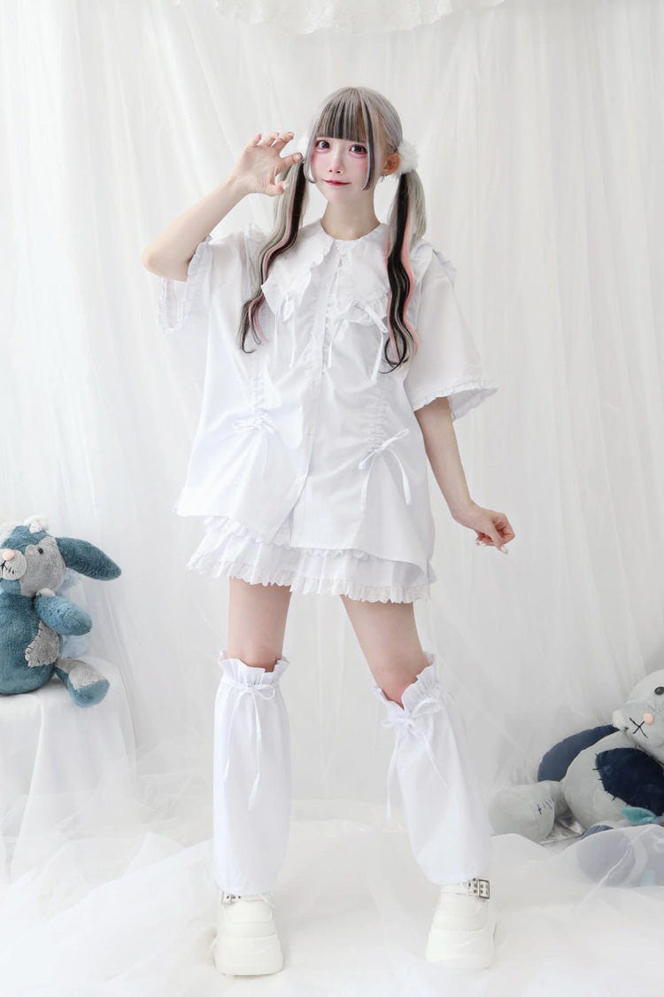 Doll Collar Long Sleeves Ruffle Bowknot Sweet Jirai Kei Japanese Blouse 3 Colors - Product - 7
