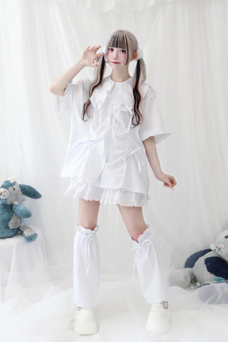 Doll Collar Long Sleeves Ruffle Bowknot Sweet Jirai Kei Japanese Blouse 3 Colors - Product - 7