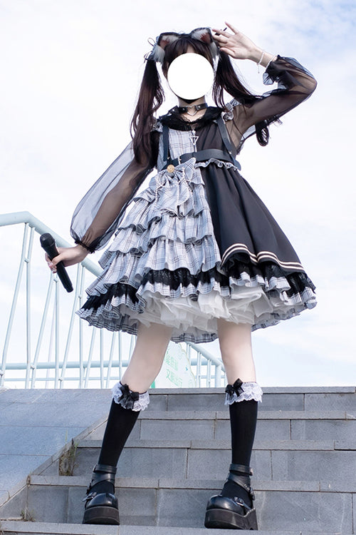 Plaid Stitching Multi-Layer Sweet Lolita JSK Dress - Product - 2