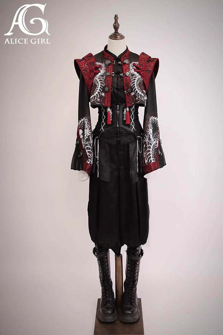 [Bone Dragon] Long Sleeves Print Ouji Fashion Classic Lolita Coat 2 Colors - Product - 9