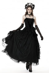 Black Sleeveless Floral Embroidered Velvet Women's Gothic Corset - Product - 10