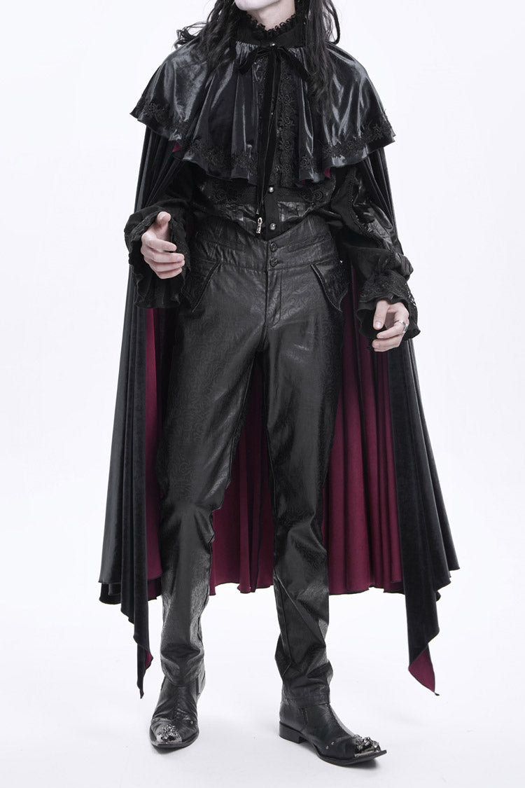 Black High Waisted Faux Leather  Men's Gothic Pants - Product - 14