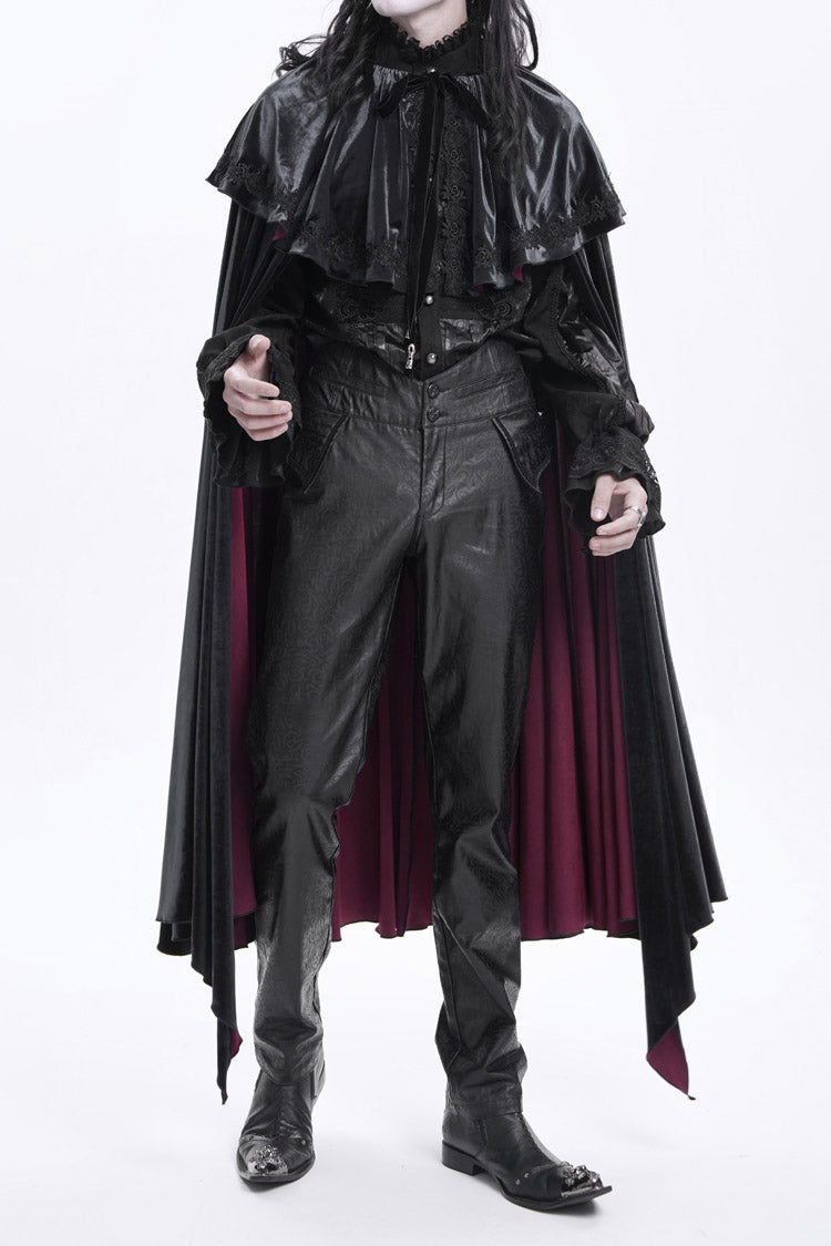 Black High Waisted Faux Leather  Men's Gothic Pants - Product - 14