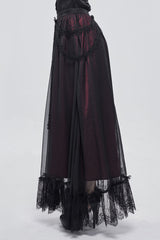 Black/Red Butterfly Lace Pendant Decoration Chiffon Women's Gothic Skirt - Product - 3