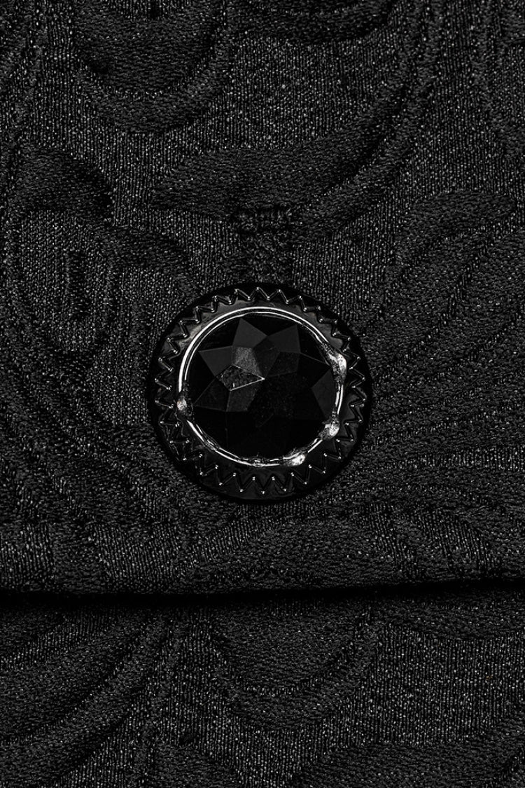 Black Lapel Collar Jacquard Slim Men's Gothic Vest - Product - 9