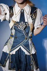 Blue [Contract Magic] Medieval Embroidery Classic Prince Handsome Ouji Lolita Coat - Product - 8