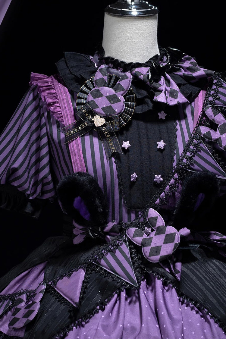 Purple Fantasy Circus Triple-Layered Print Ruffle Sweet Princess Lolita Dress - Product - 10