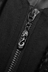 Black Metal Buckle Decoration Zipper Mens Steampunk Windbreaker Coat - Product - 12
