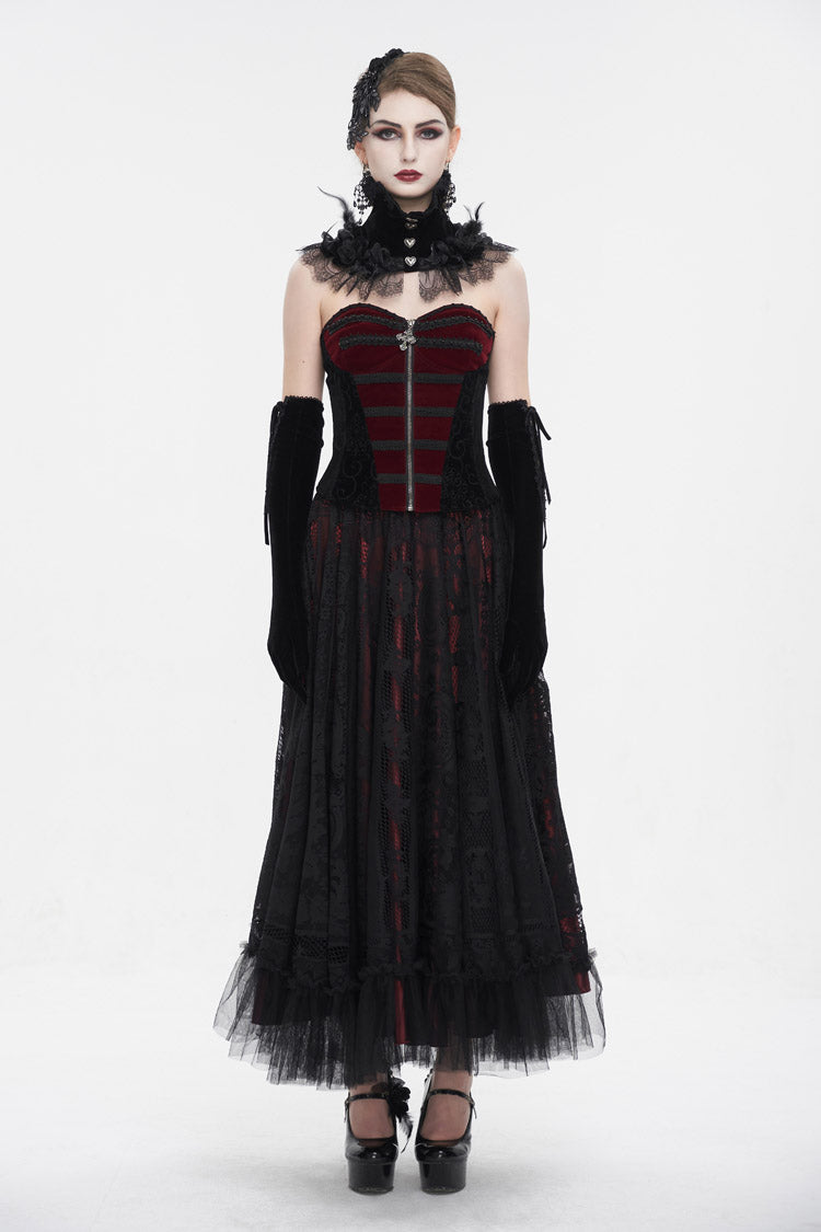 Black/Red Lace Up Women's Gothic Corset - Product - 4