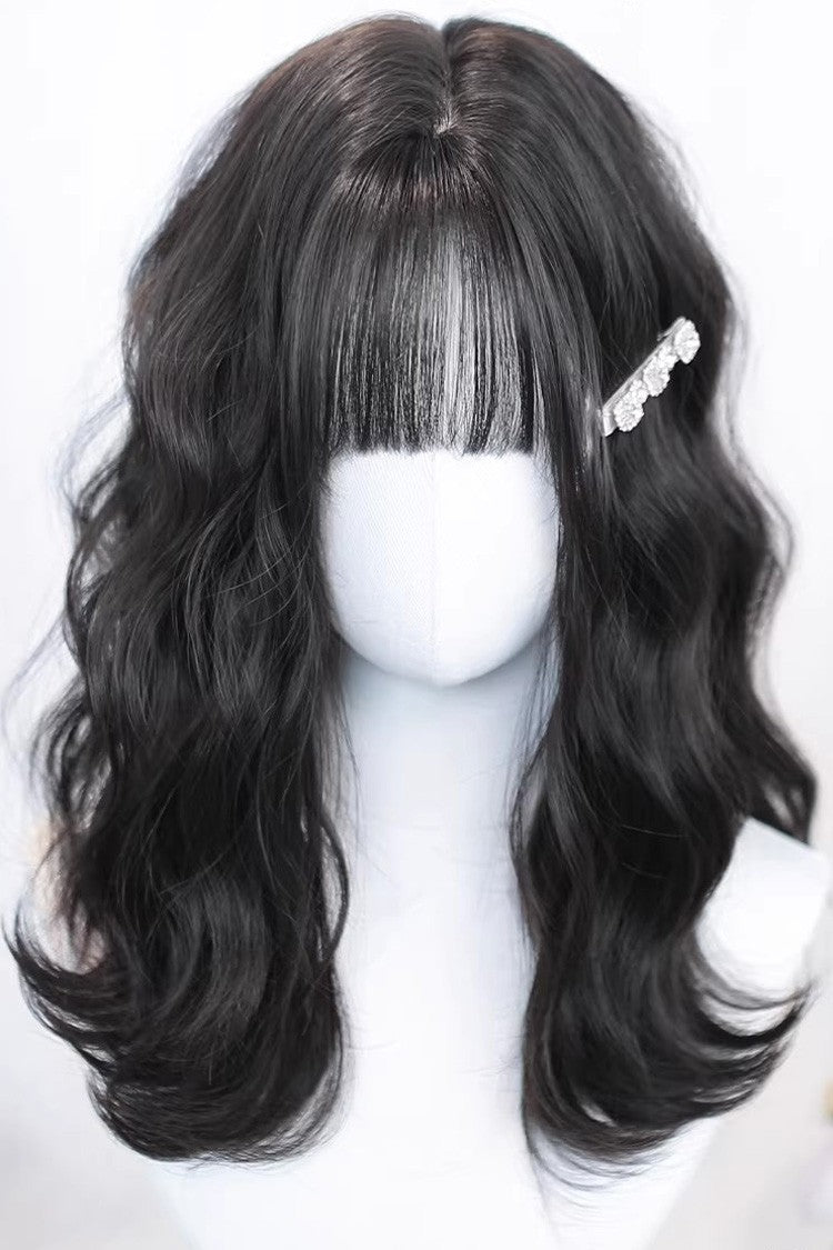 Natural Black Clip-in Curls Hair Topper Lolita Wig front view