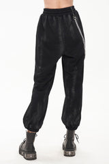 Black Knitting Material Retro Hand-Painted Metal Circle Decoration Women's Gothic Pants - Product - 4