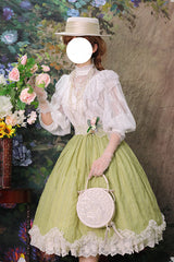 Green Elegant Vintage Tulip Multi-Layer Ruffled Classic Lolita Skirt Dress - Product - 4