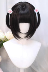 Black Tea Brown Japanese JK Style Sweet Lolita Wig with Full Bangs - Product - 2