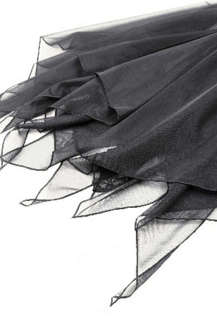 Black Lace-Up Mesh Spliced Lace Women's Gothic Fishtailed Skirt - Product - 16