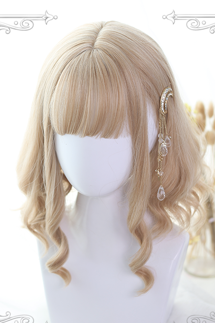 Golden Air-Bangs Short Curly Hair Sweet Lolita Wigs - Product - 3
