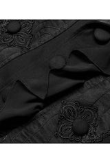 Black Gothic Noble Jacquard Embroidery Pleated Ruffle Delicate Buttons Decoration Men's Vest - Product - 6