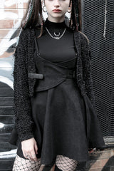 Black Casual Strap Buckle High Waist Women's Steam Punk Dress - Black - 1