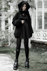 Black Clown Hooded Bunny Doll Backpack Women's Punk Coat - Product - 4