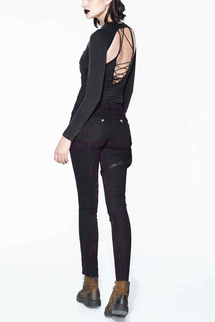 Black Distressed Right Side Detachable Bag Women's Punk Pants - Product - 3