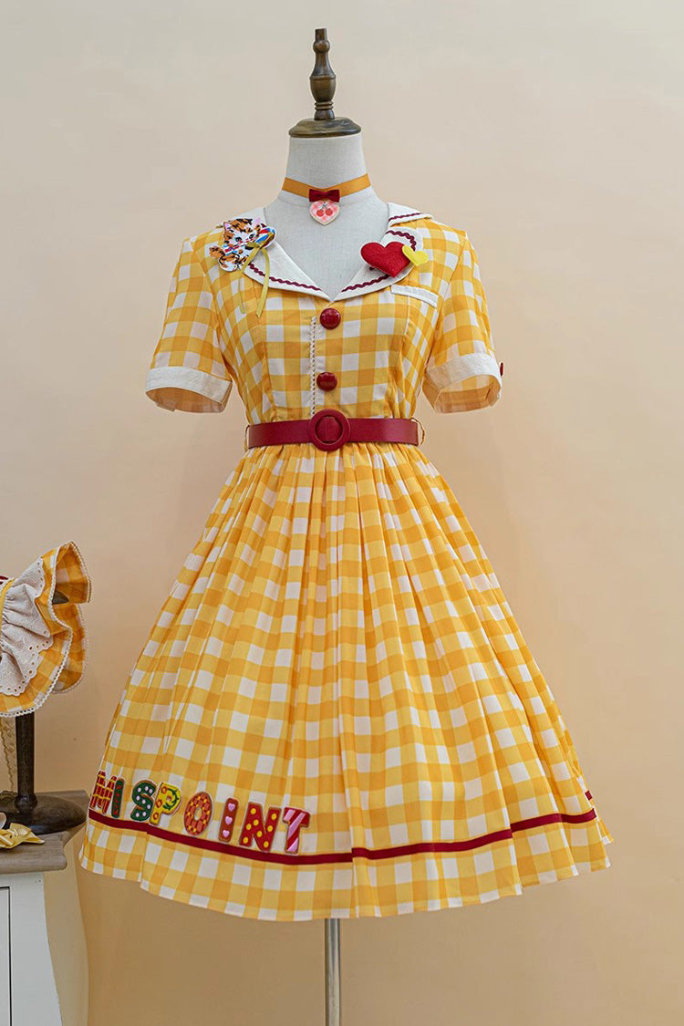 Sweetheart Cat Short Sleeves Print Embroidery Sweet Lolita Dress 3 Colors - Product - 16