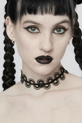 Black Rose Snakelike Hollow Women's Gothic Choker - Black - 1