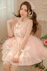 Love Overture Ruffled Bow High Waisted Sweet Lolita JSK Dress - Pink - 5
