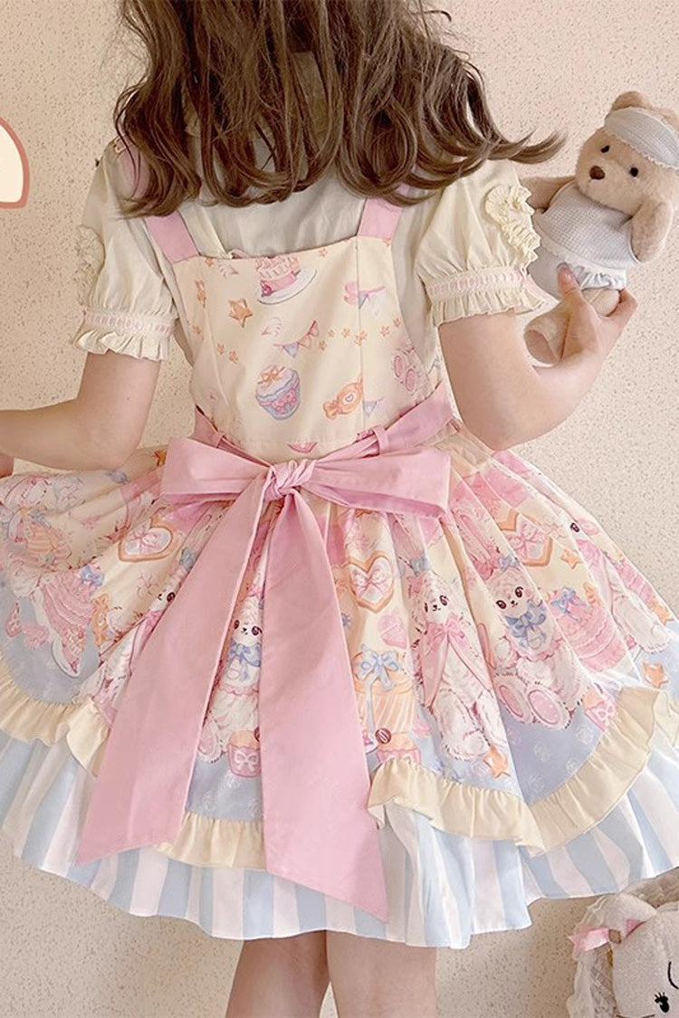 Multi-Color Multi-layer Party Bunny Cat Print Bowknot Sweet Lolita Jsk Dress - Product - 4