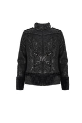 Black Five Pointed Star Decoration Retro Suede Short Plush Men's Punk Coat - Product - 6