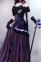 Purple [Mysterious Nocturne] Embroidery Bowknot Lace Classic Vintage Elegant Gorgeous Lolita Jsk Dress - Product - 6