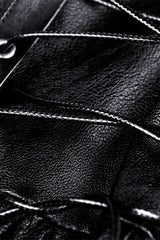 Black Sleeveless Layered Buckled Zippered Women's Gothic Faux Leather Strap Dress - Product - 15