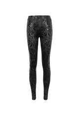 Black Stretch Pentagram Knit Special Print Women's Gothic Leggings - Product - 6