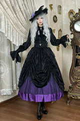 Black/Purple [Moonlit Return] Printed Boned Gothic Elegant Lolita Skirt - Product - 5