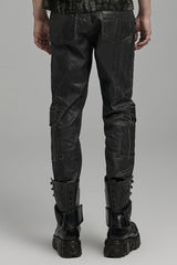 Black Lace-Up Straps  Big-pocket Men's Punk Pants - Product - 3