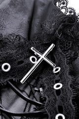 Black Cross Spider Mesh Buckled Zippered Women's Punk Slip Dress - Product - 12