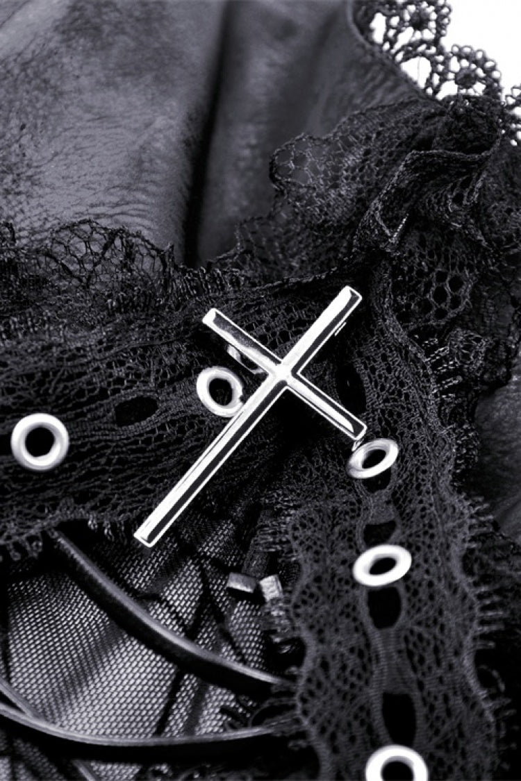 Black Cross Spider Mesh Buckled Zippered Women's Punk Slip Dress - Product - 12