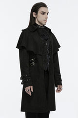 Black Long Sleeves Buckle Eyelets Men's Gothic Jacket - Product - 2