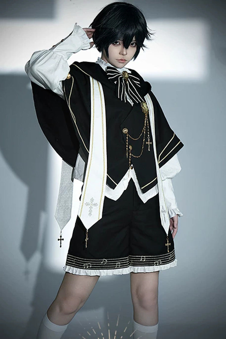 ブラック [The Choir of The Church] 長袖 リボン チェーン-Decorated ゴシック 王子系ロリータ セット 商品画像