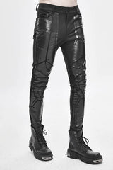 Black Robot Armor Gloss Printing Skinny Stretch Mens Pants - Product - 2