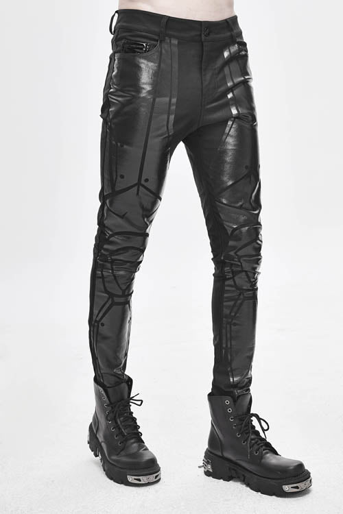 Black Robot Armor Gloss Printing Skinny Stretch Mens Pants - Product - 2