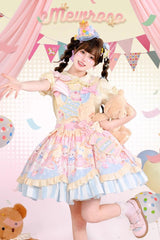 Multi-Color Multi-layer Party Bunny Cat Print Bowknot Sweet Lolita Jsk Dress - Product - 8