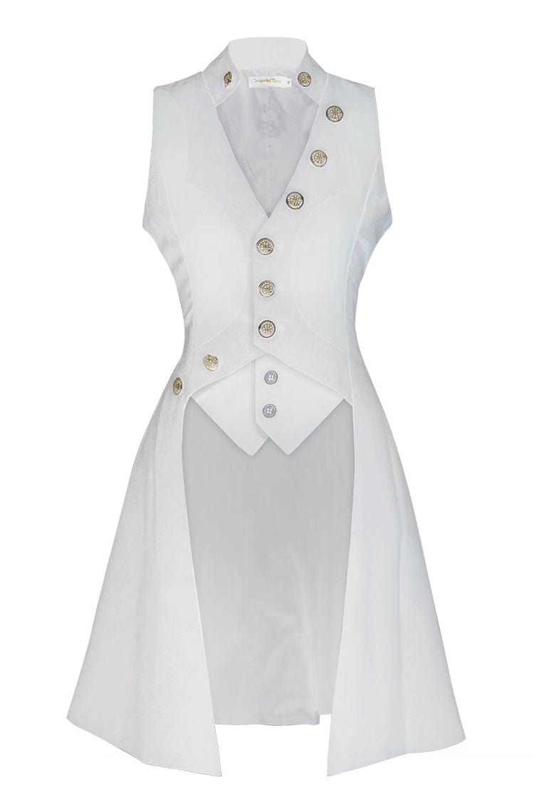 Black The Eternal Poem of True Night Sleeveless Vintage Elegant Prince Ouji Lolita Vest Coat - White - 2