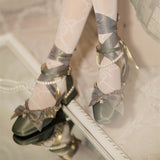 Romance Bowknot Lace Pearl Sweet Elegant Lolita Shoes 4 Colors - Product - 15