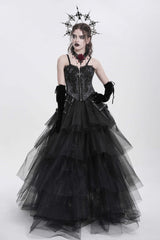 Black Sleeveless Embroidery Lace Chain Women's Gothic Vest - Product - 9