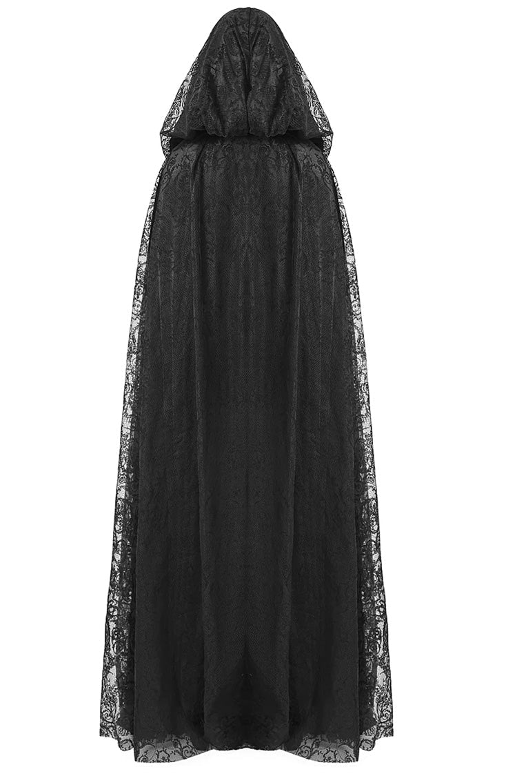 Black Hooded Hollow Womens Gothic Cloak Cape Long Coat - Product - 7