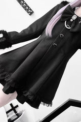 Black Long Sleeves Bowknot Rabbit Ears Detachable Hooded Japanese Jirai Kei Coat - Product - 8