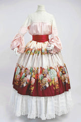 Red [Rainy Season Garden] Print Ruffle Sweet Classic Lolita Skirt - Product - 2