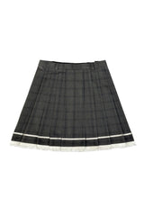 Black/White Short Sleeves Printed Ruffled Bow Plus Size Japanese Preppy Style Sailor Collar  Two-piece Set - Skirt-42cm(Only) - 10