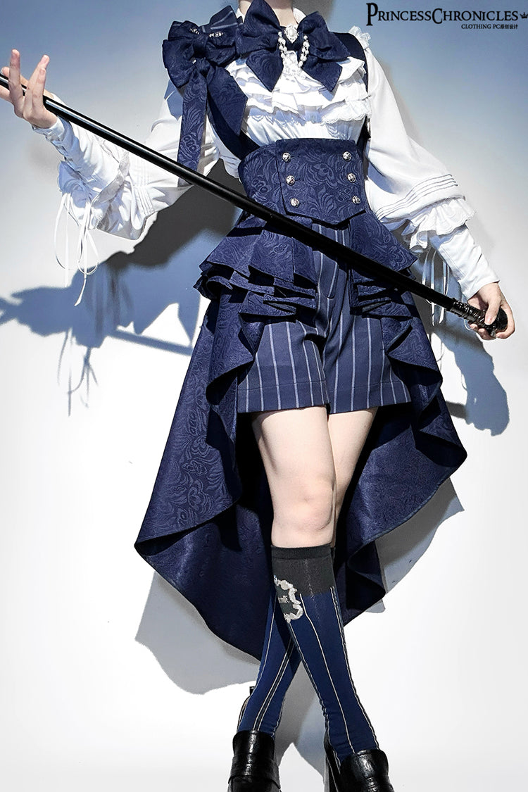 Blue Rabbit Theater Vertical Stripes Print Ouji Fashion Sweet Prince Cool Lolita Shorts - Product - 11